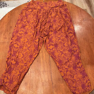 Free People Orange and Purple Patterned Casual Pants, Size M